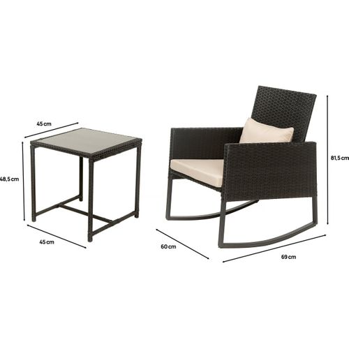 Salon De Jardin à Bascule En Résine Tressée "garden" - Noir