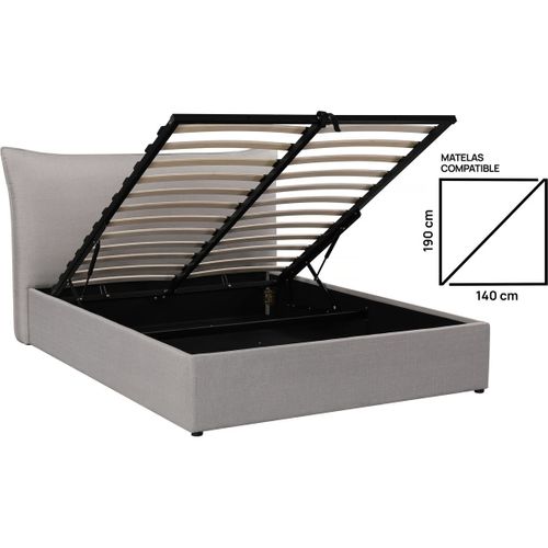 Lit Coffre Double "megeve" 140 X 200 Cm - Gris
