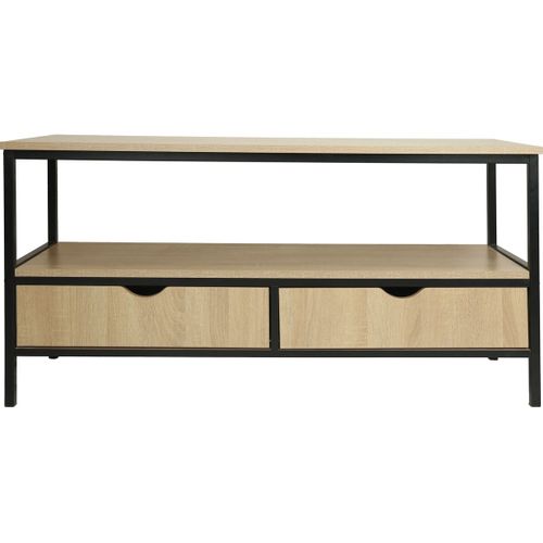 Meuble TV Avec Tiroir Style Industriel "detroit" - 113 X 40 X 55 Cm - Beige