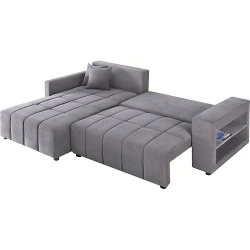 Canapé D'angle Convertible Tissu Bubble 3 Places - "trocadero" - Gris