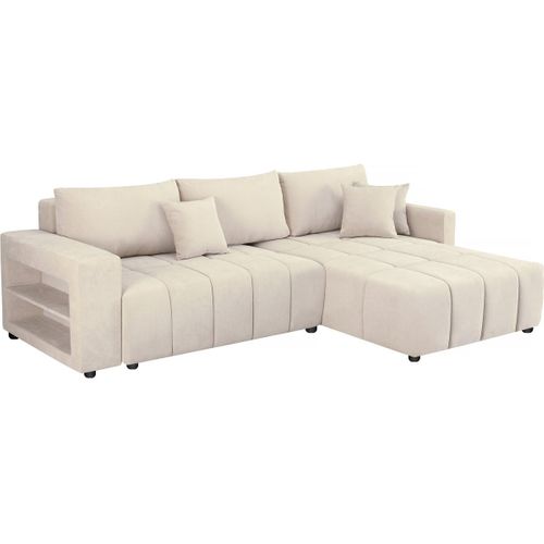 Canapé D'angle Convertible Tissu Bubble 3 Places - "trocadero" - Beige