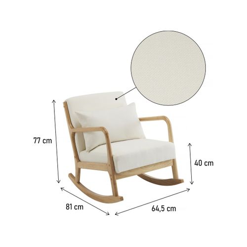 Fauteuil à Bascule Style Scandinave Bouclette Et Bois " Clinton " - Beige