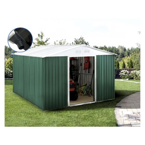 Abri De Jardin Métal - "rosas " - 10.85 M² Avec Gouttière - Vert