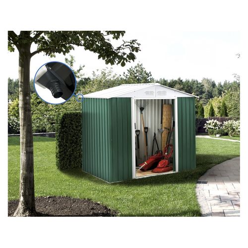 Abri De Jardin Métal - "rosas " - 2,71 M² Avec Gouttière - Vert