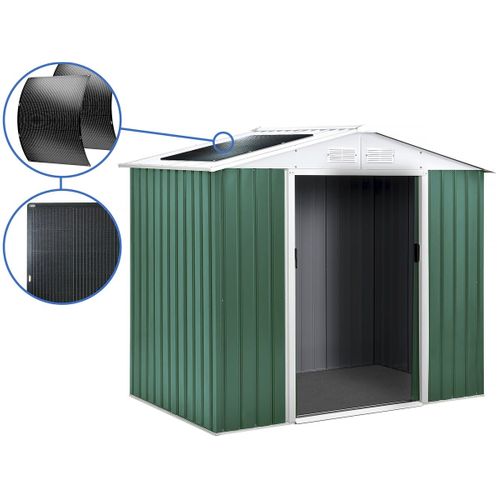 Abri De Jardin Métal - "rosas " - 2.71 M² Avec Panneaux Solaires - Vert