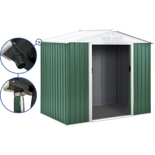 Abri De Jardin Métal - "rosas "- 4,07 M² Avec Gouttière - Vert