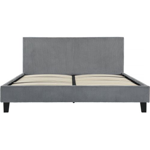 Lit En Velours Cotelé "ambre" - 140 X 190 - Gris