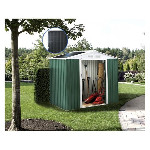 Abri De Jardin Métal - "rosas " - 4,07 M² Avec Panneaux Solaires - Vert