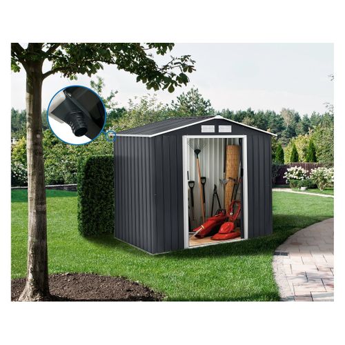 Abri De Jardin En Métal "vegas" 5.29 M² Avec Gouttière - Gris