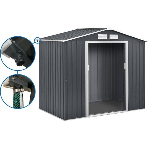 Abri De Jardin En Métal "vegas" 5.29 M² Avec Gouttière - Gris