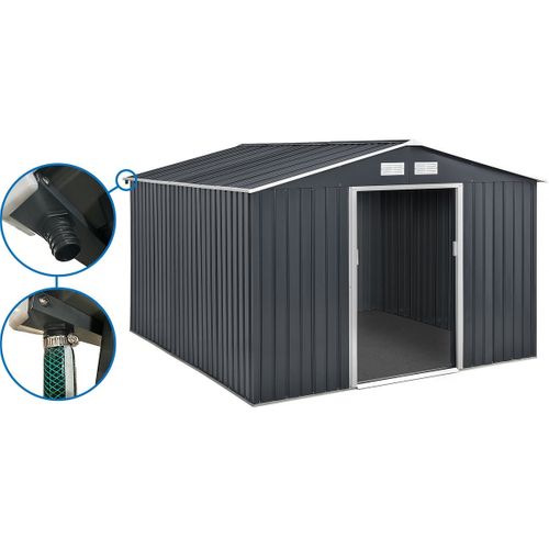 Abri De Jardin Métal - "vegas"- 15 M² Avec Gouttière - Gris