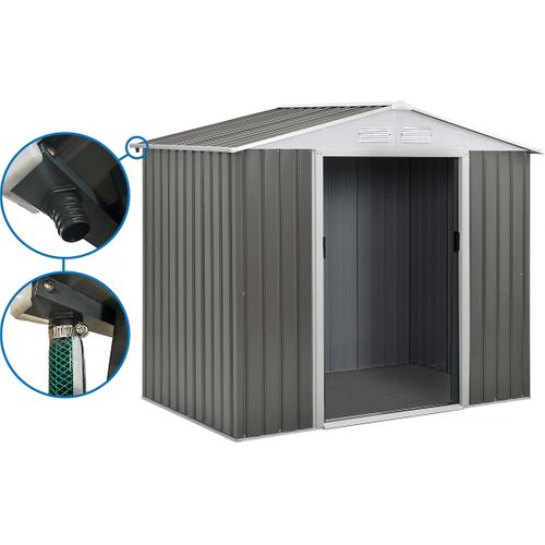 Abri Jardin Métal "dallas"- 4.07 M² Avec Gouttière - Taupe