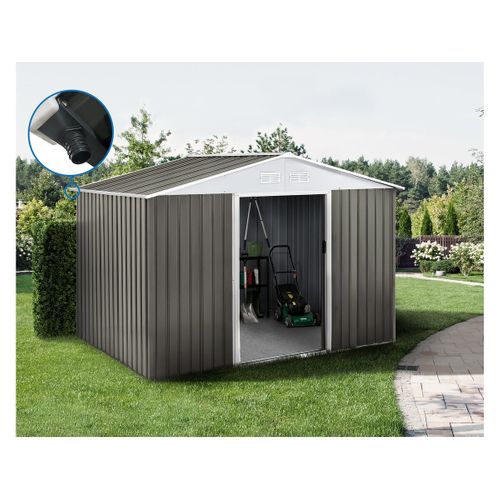 Abri Jardin Métal "dallas" - 8.84m² Avec Gouttière - Taupe