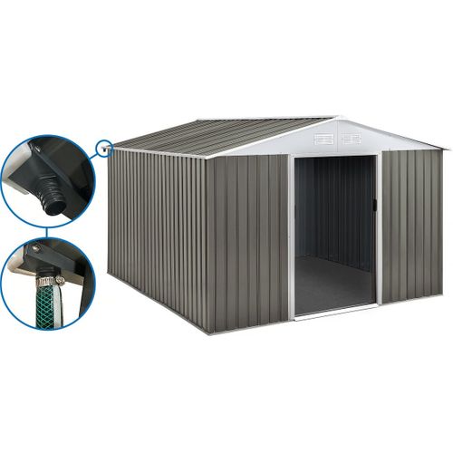 Abri Jardin Métal "dallas" - 12,99 M² Avec Gouttière - Taupe