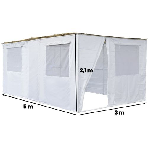 Souccah En Kit Nina Ajustable 5 X 3 M - 4  Rouleaux De Canisse En Bambou Et 5 Tasseaux De Bois