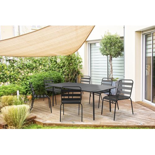 Table Jardin En Métal "bilbao" - 180 X 90 X 71 Cm - Gris