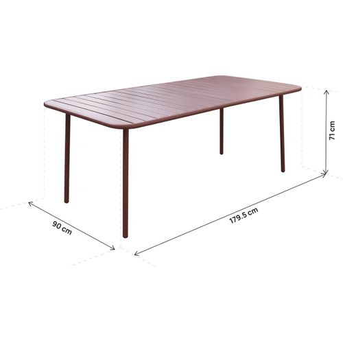 Table Jardin En Métal "bilbao" - 180 X 90 X 71 Cm - Terracotta