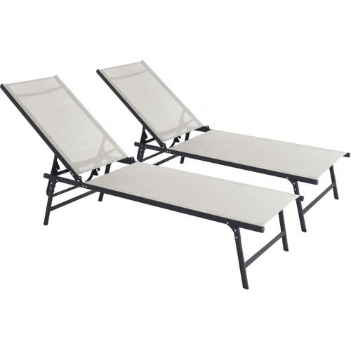 Lot De 2 Bains De Soleil En Métal "sublima" - 180 X 54 X 104 Cm - Beige