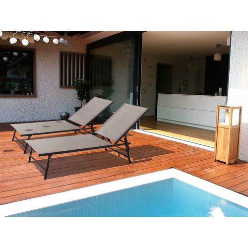 Lot De 2 Bains De Soleil En Métal "sublima" - 180 X 54 X 104 Cm - Taupe