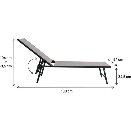 Lot De 2 Bains De Soleil En Métal "sublima" - 180 X 54 X 104 Cm - Taupe