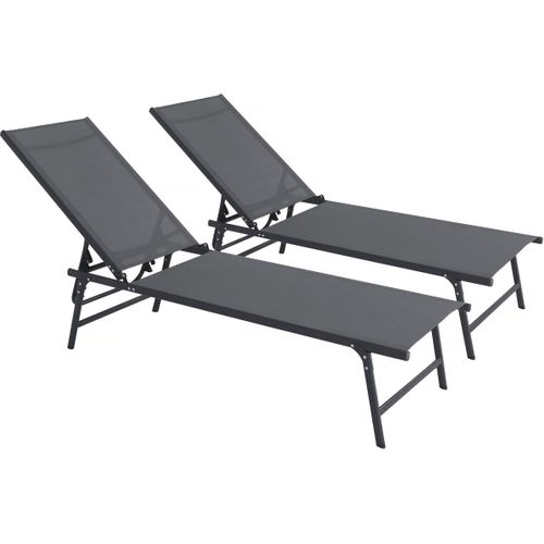 Lot De 2 Bains De Soleil En Métal "sublima" - 180 X 54 X 104 Cm - Anthracite