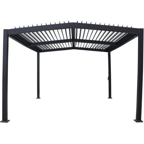 Pergola Bioclimatique Toit 2 Pans "victoria" En Aluminium Et Métal- 3,5 X 4 M - Gris