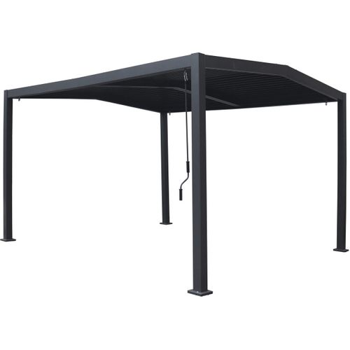 Pergola Bioclimatique Toit 2 Pans "victoria" En Aluminium Et Métal- 3,5 X 4 M - Gris