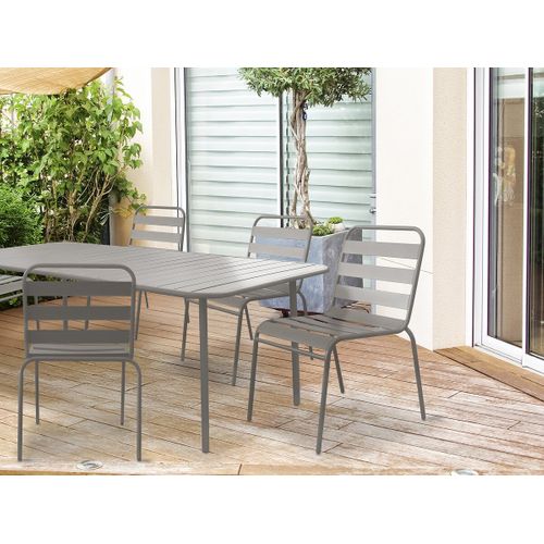 Lot De 2 Chaises De Jardin En Métal Empilables "bilbao" - Taupe
