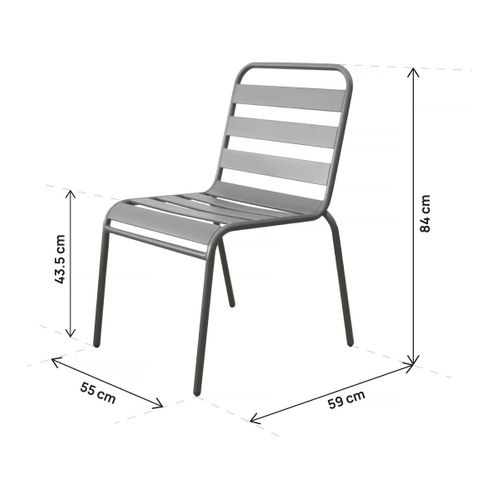 Lot De 2 Chaises De Jardin En Métal Empilables "bilbao" - Taupe