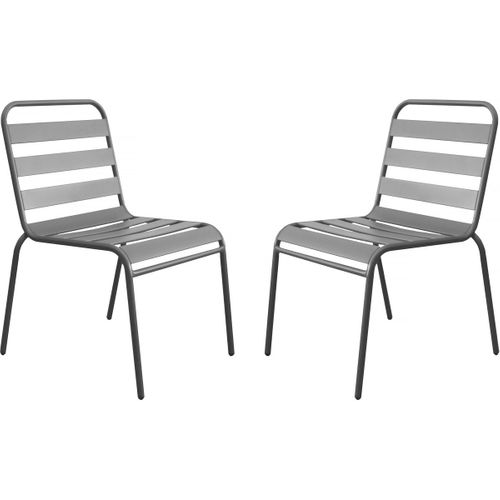 Lot De 2 Chaises De Jardin En Métal Empilables "bilbao" - Taupe