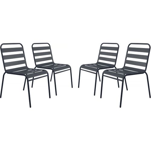 Lot De 4 Chaises De Jardin En Métal Empilables "bilbao" - Gris