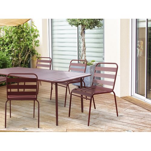 Lot De 2 Chaises De Jardin En Métal Empilables "bilbao" - Terracotta