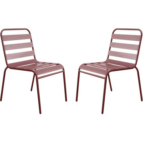 Lot De 2 Chaises De Jardin En Métal Empilables "bilbao" - Terracotta