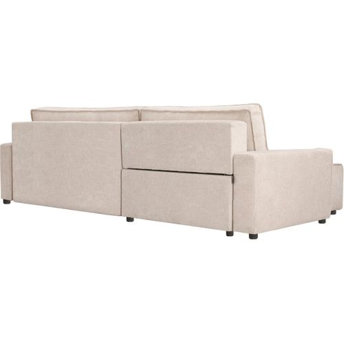 Canapé D'angle Convertible En Tissu Texturé "montaigne" - 4 Places - Beige