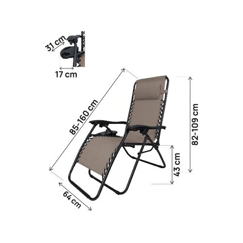 Fauteuil De Jardin Relax Zéro Gravité "sintra" - Taupe