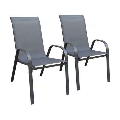 Fauteuil Jardin Textilène "cordoba" - Phoenix - Lot De 2 - Anthracite