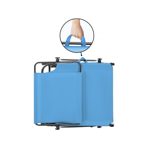 Lot De 2 Bains De Soleil Pliable "lazy" - Avec Pare Soleil - Bleu