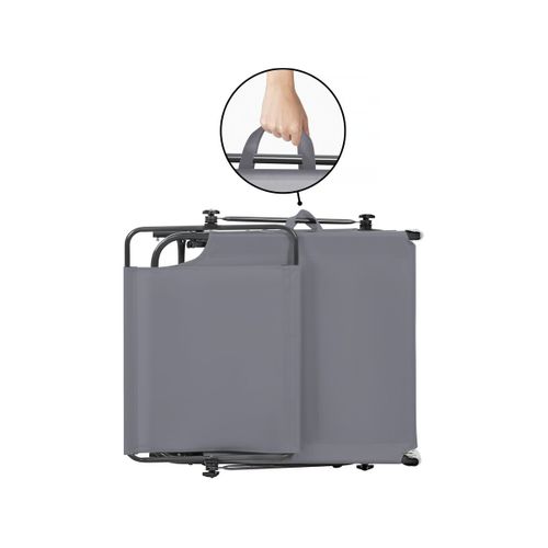 Lot De 2 Bains De Soleil Pliable "lazy" - Avec Pare Soleil - Gris