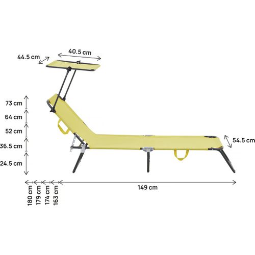 Bain De Soleil Pliable "lazy" - Avec Pare Soleil - Jaune