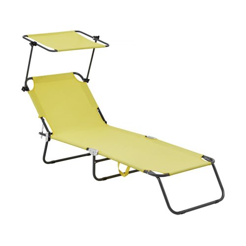Bain De Soleil Pliable "lazy" - Avec Pare Soleil - Jaune