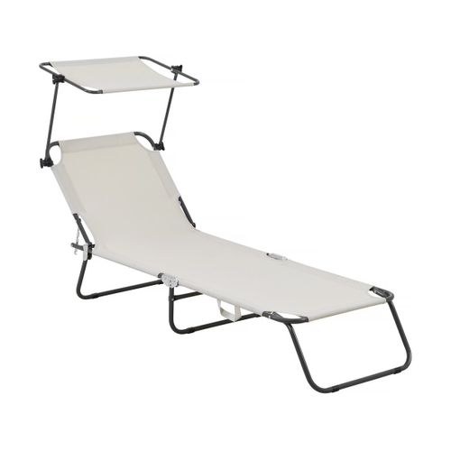 Bain De Soleil Pliable "lazy" - Avec Pare Soleil - Beige