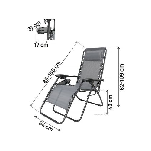 Lot De 2 Fauteuils De Jardin Inclinable Zéro Gravité "sintra" - Gris
