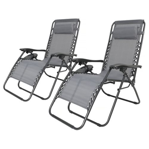 Lot De 2 Fauteuils De Jardin Inclinable Zéro Gravité "sintra" - Gris