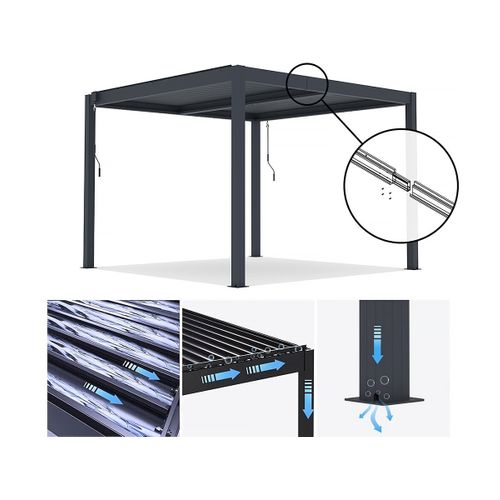 Pergola Bioclimatique En Aluminium "windsor" - 3 X 3 M - Anthracite