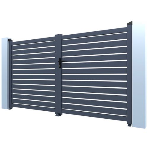 Portail Aluminium Semi Ajouré "julien" - 300 X 140 Cm - Gris