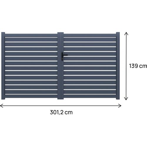 Portail Aluminium Semi Ajouré "julien" - 300 X 140 Cm - Gris