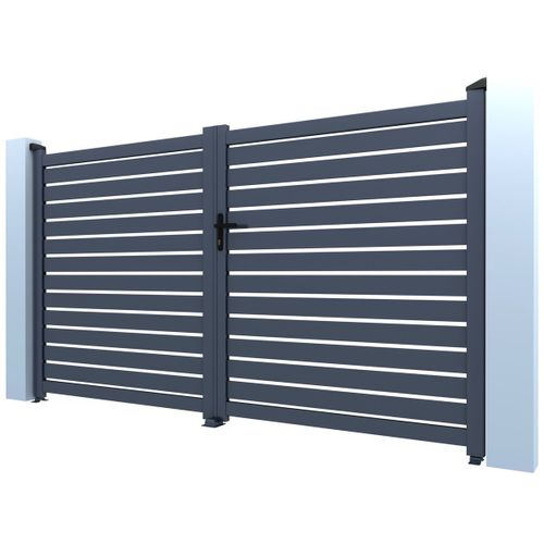 Portail Aluminium Semi Ajouré "julien" - 300 X 180 Cm - Gris