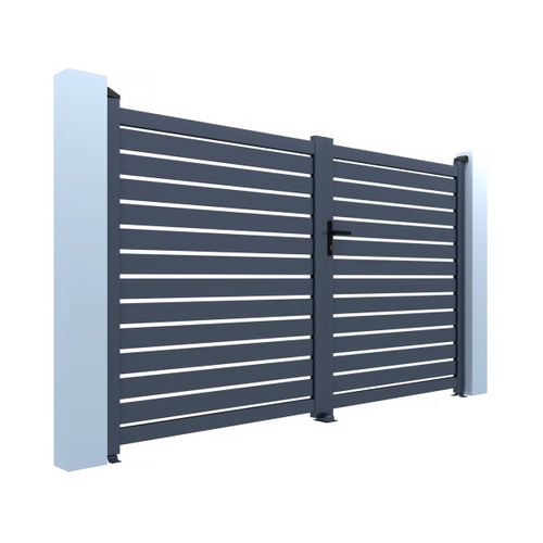 Portail Semi-ajouré En Aluminium "julien"- 340 X 140 Cm - Gris