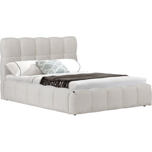 Lit Double En Tissu Avec Coffre "davos" - 140 X 190 Cm - Beige