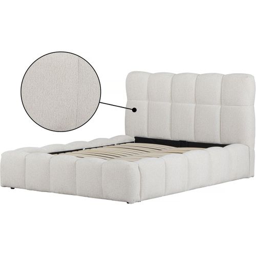 Lit Double En Tissu Avec Coffre "davos" - 140 X 190 Cm - Beige